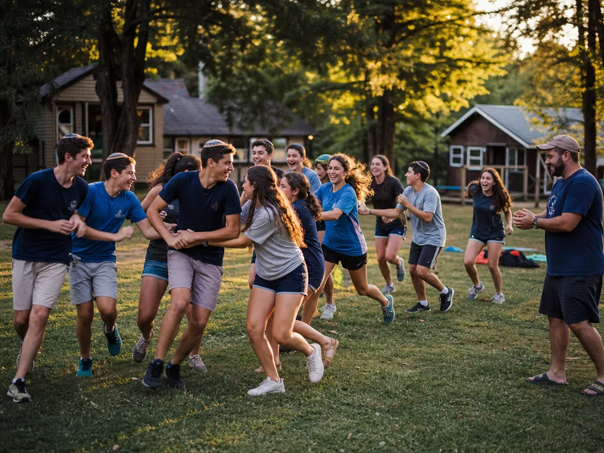 Young people taking part in an outdoor retreat activity